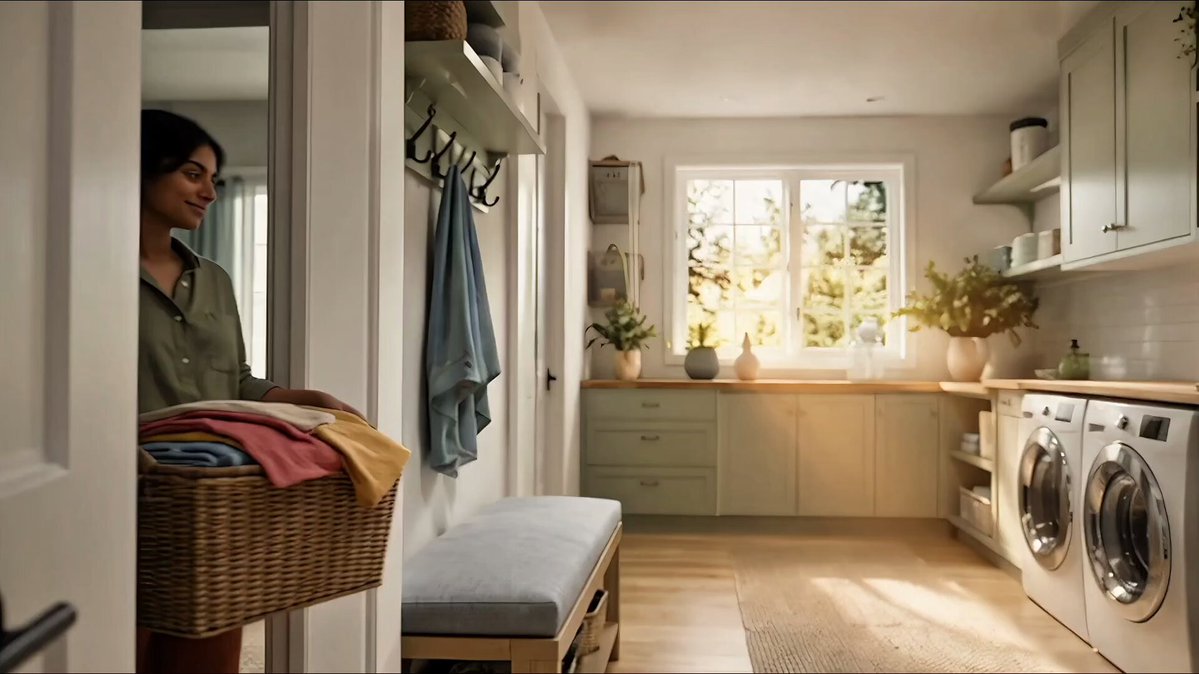 Filmischer Werbespot für Wäschepflege mit südasiatischer Protagonistin