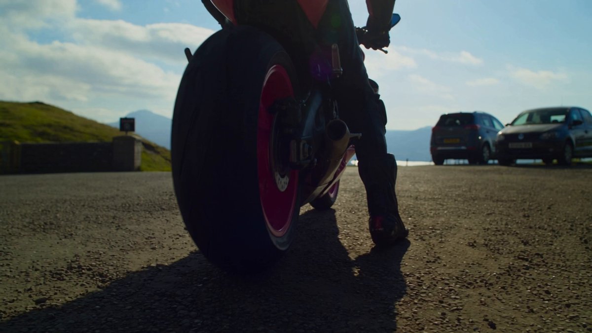 Hochgeschwindigkeits-Motorrad-Actionsequenz