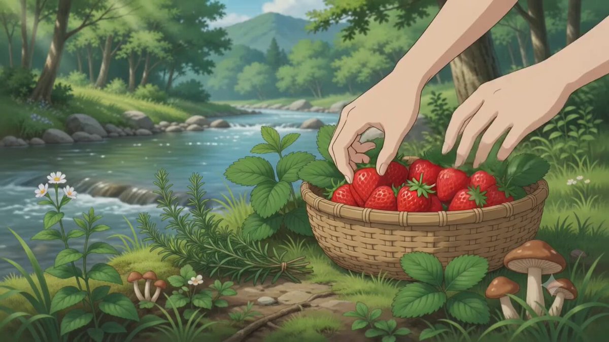 Preparação de Omurice no Campo em Estilo Anime