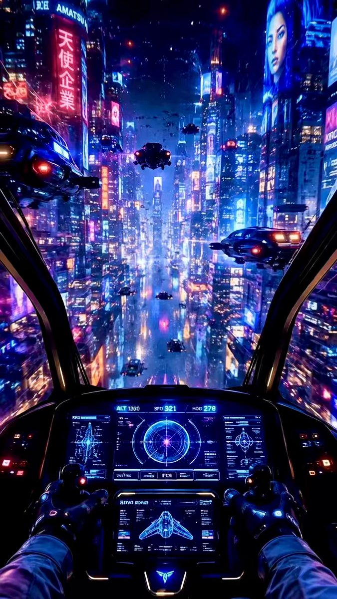 Futuristisches Cockpit eines Raumschiffs aus der Ich-Perspektive