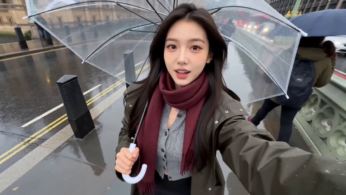 Realistisches Handy-Filmmaterial einer koreanischen Frau auf Reisen