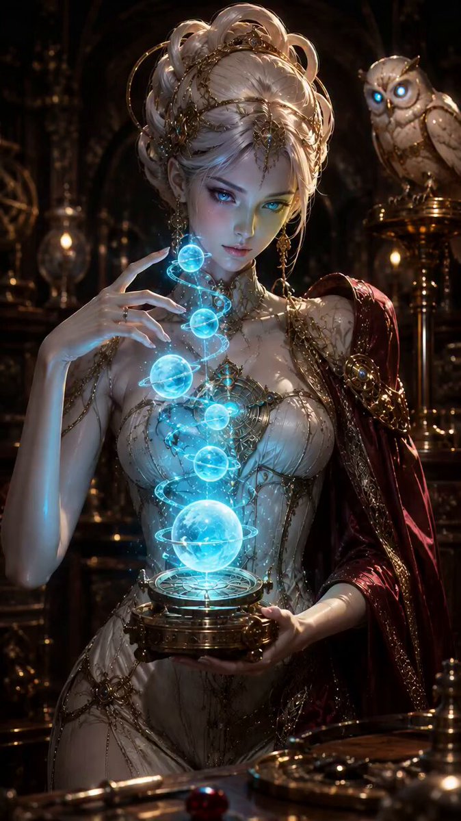 Fantasy-Zauberin und mechanische Eule