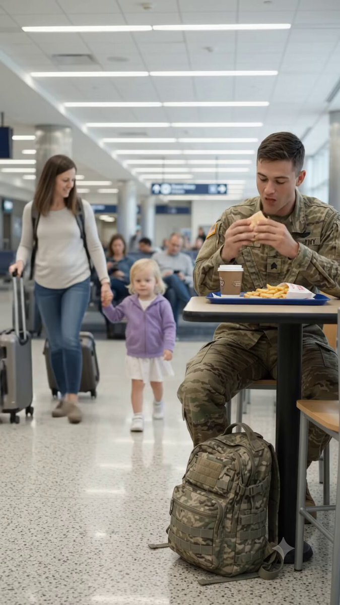 Toddler Salutes Soldier Airport