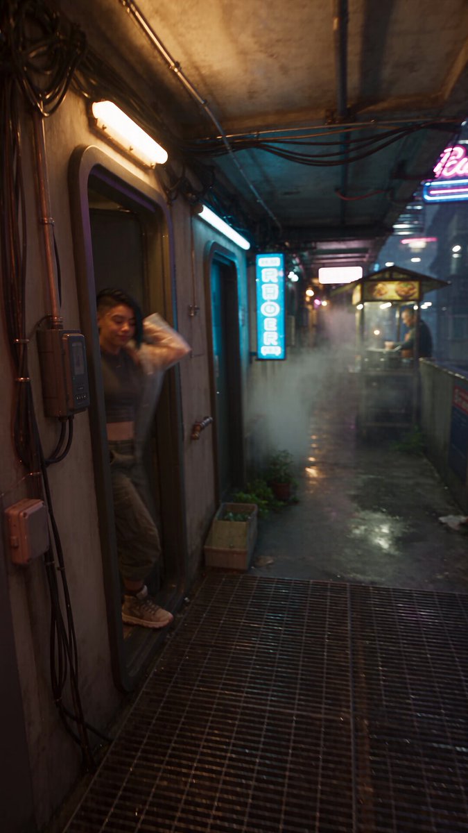 Cyberpunk Found-Footage Street Scene