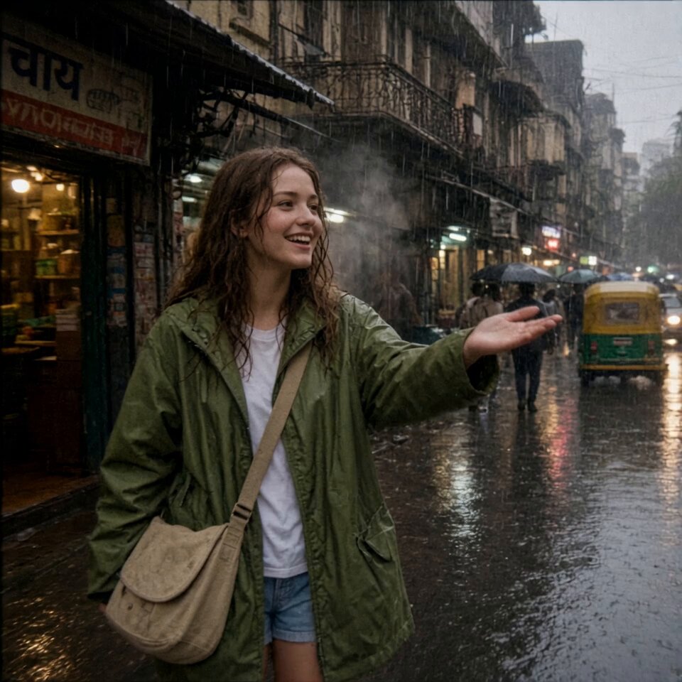 Prompt de Vlog de Chuva de Monção em Mumbai