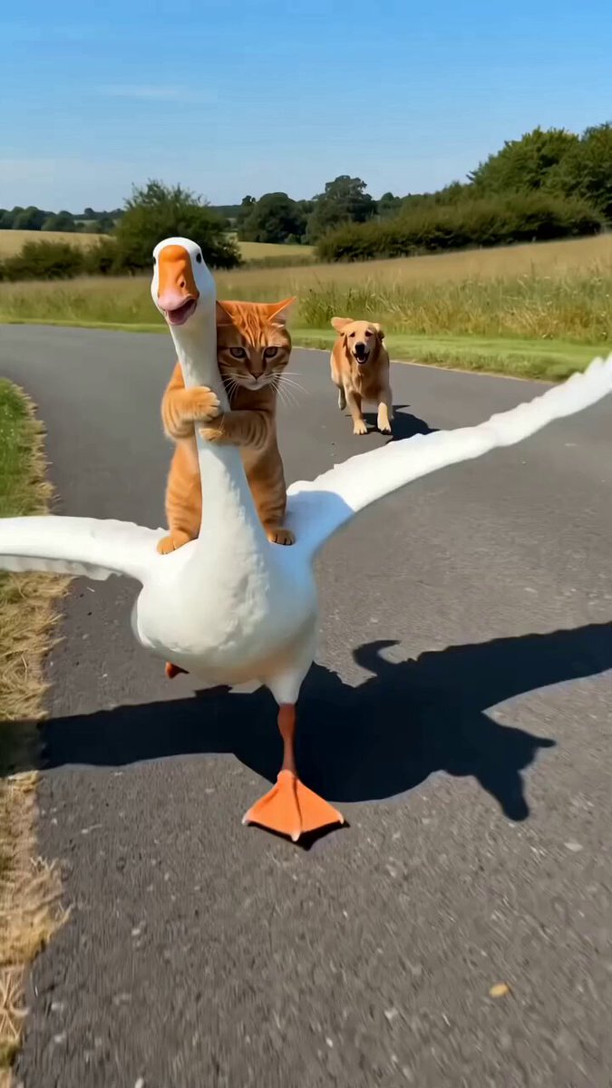 Goose Cat Dog Chase
