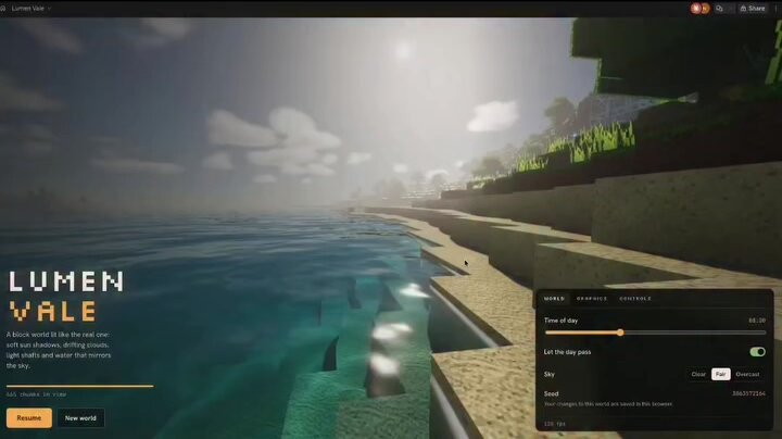 Minecraft voxel game browser
