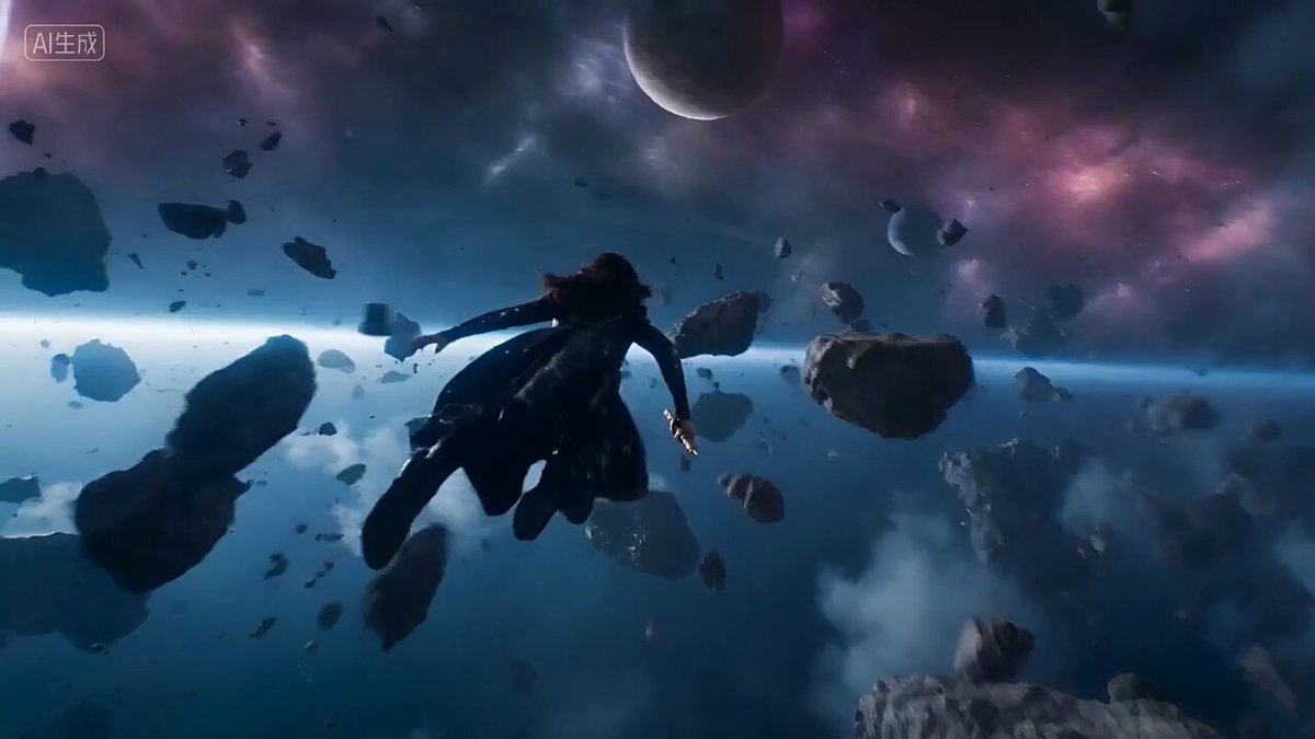 Cena Épica de Combate Espacial com Energia Cósmica e Câmera em Gravidade Zero