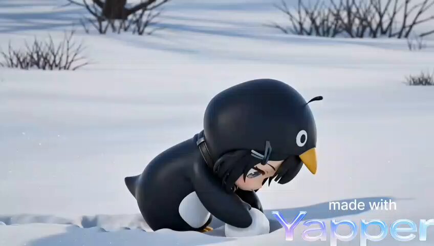Seedance 2.0 Prompt: Melancholischer Chibi-Pinguin im Schnee