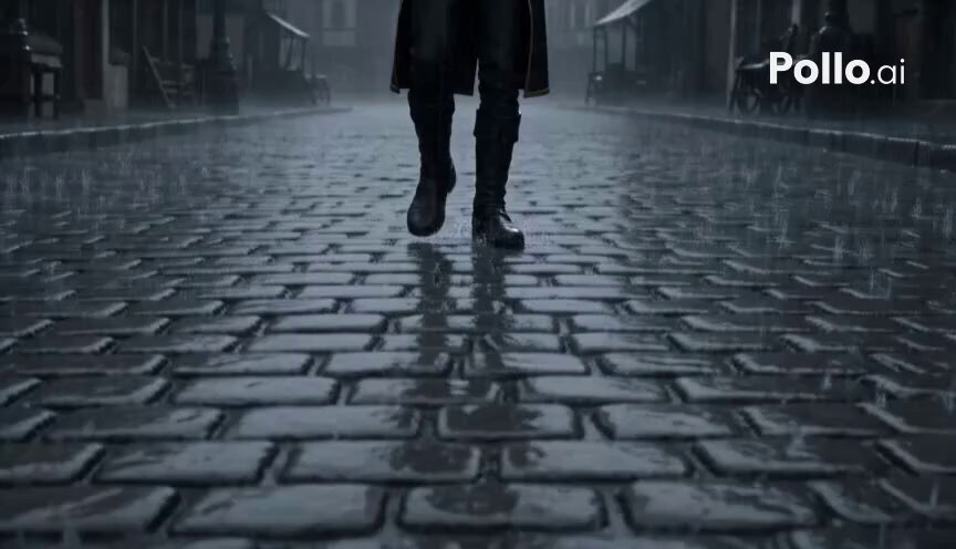 Ray Traced Rain Scene with Character and Dragon Emergence