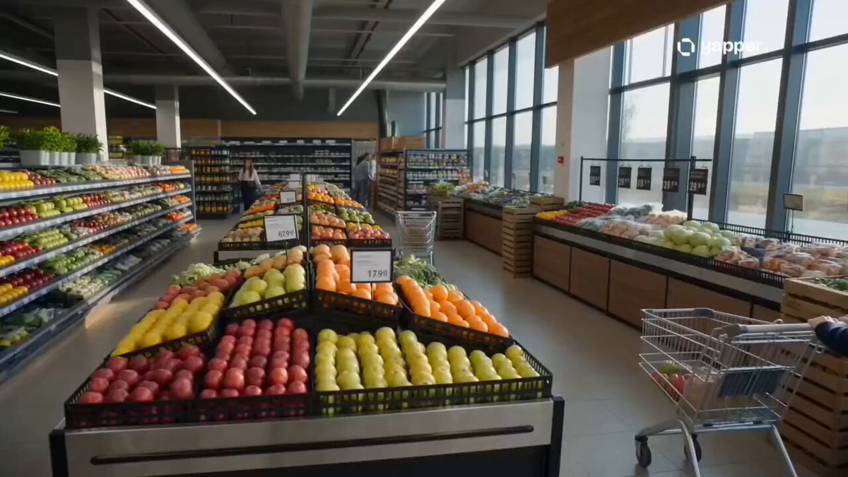 シネマティックな食料品店での一コマ