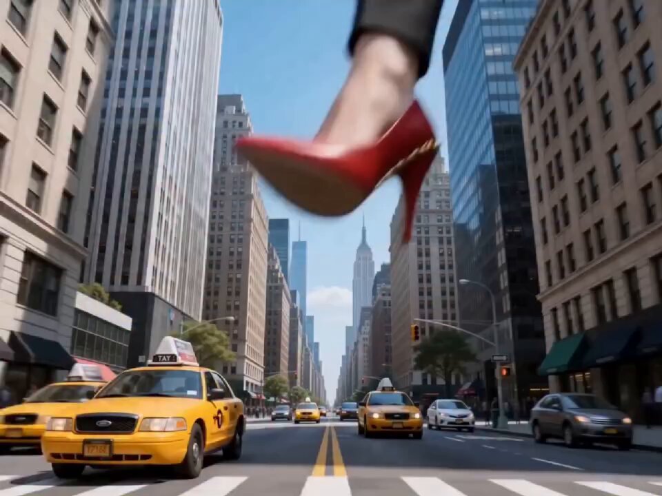 Riesige Geschäftsfrau in NYC