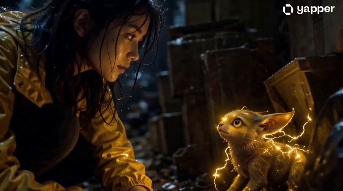 Realistisches Mädchen und elektrisches Wesen