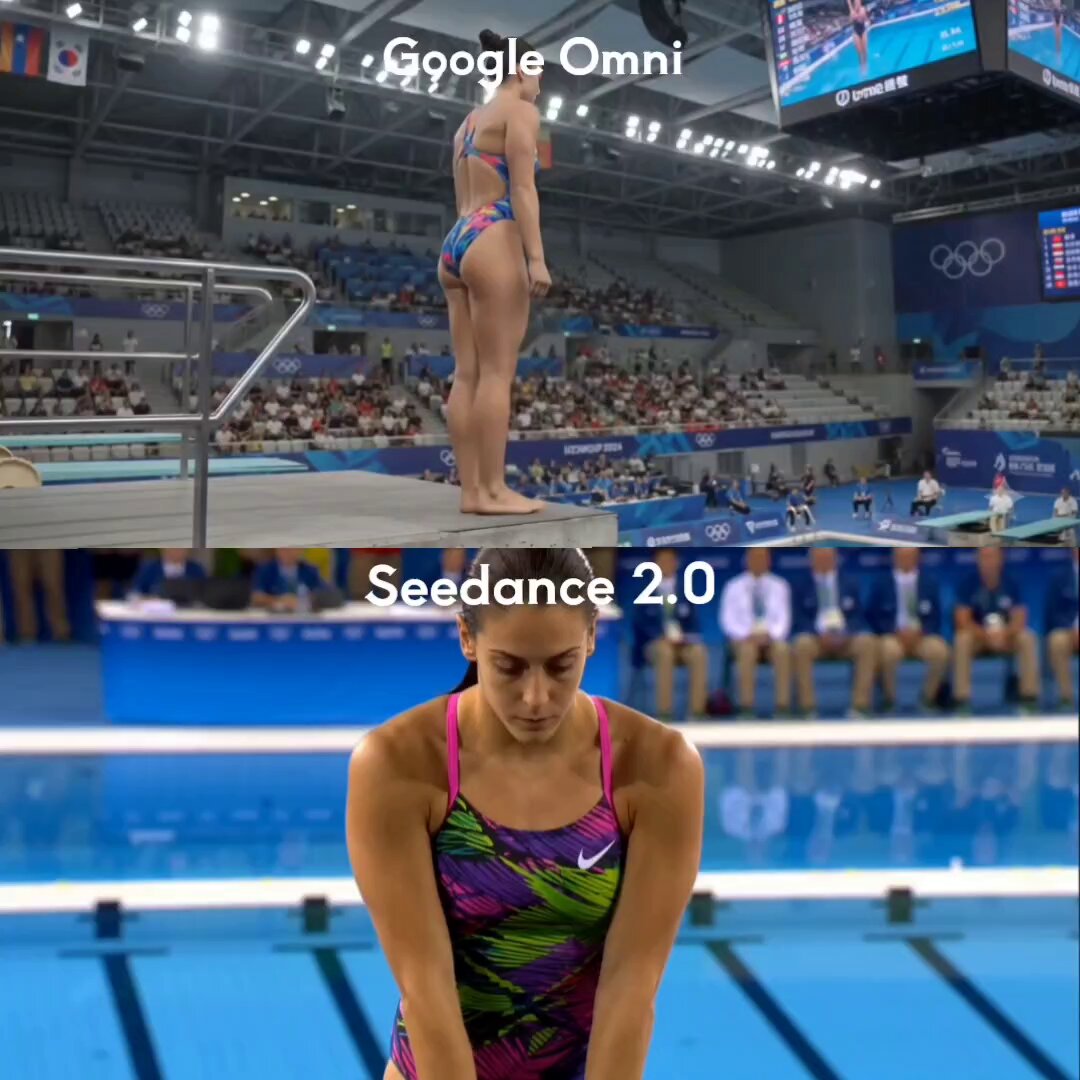 Dynamische Sequenz eines olympischen Turmspringers