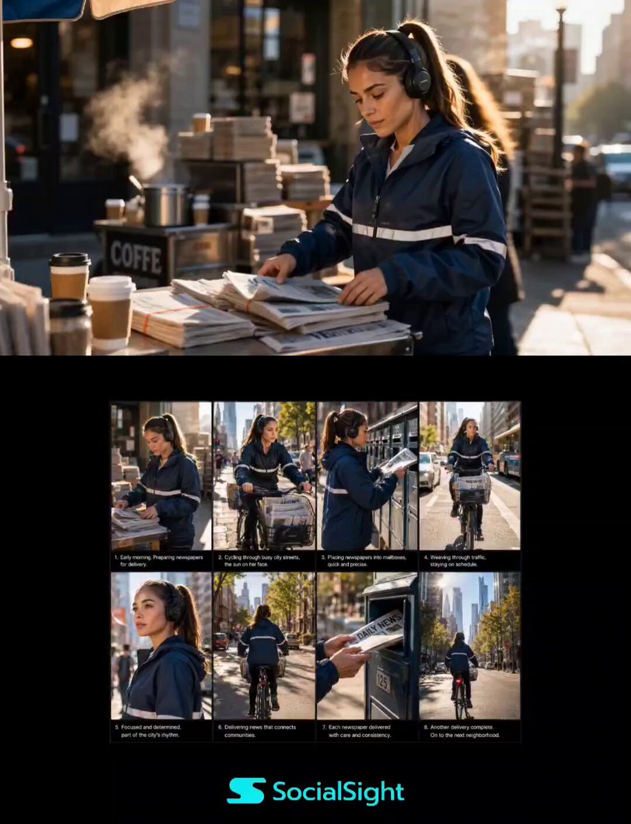 Urbaner Zeitungszusteller-Lifestyle-Sequenz