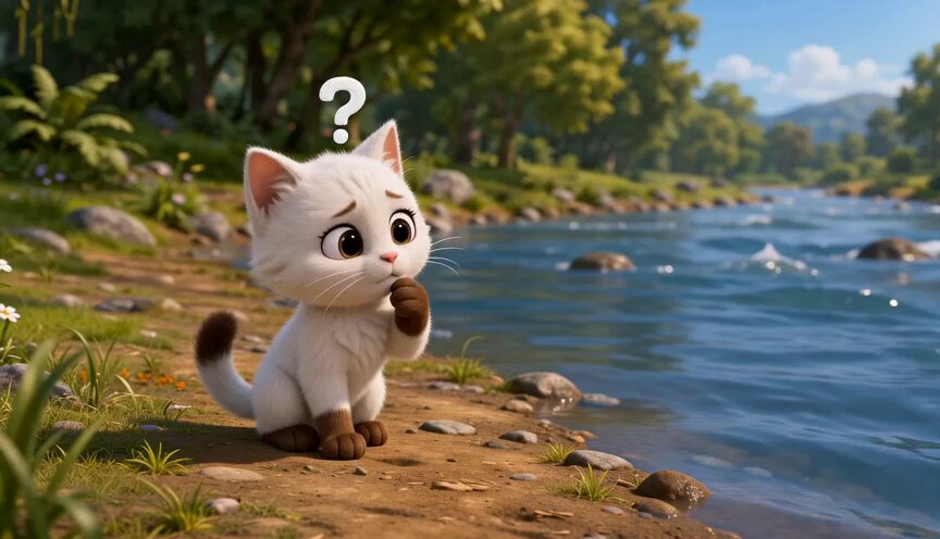 ภารกิจช่วยลูกแมวข้ามแม่น้ำของช้างน้อย