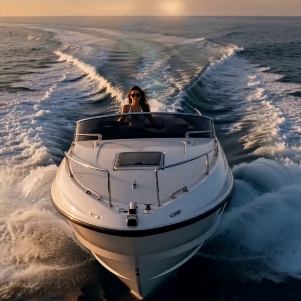 Cinematic Luxury Lifestyle Speedboat Scene
