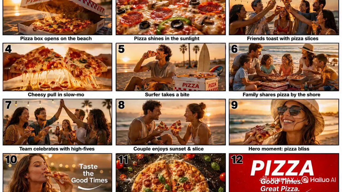 Cinematic Beach Pizza Advertisement