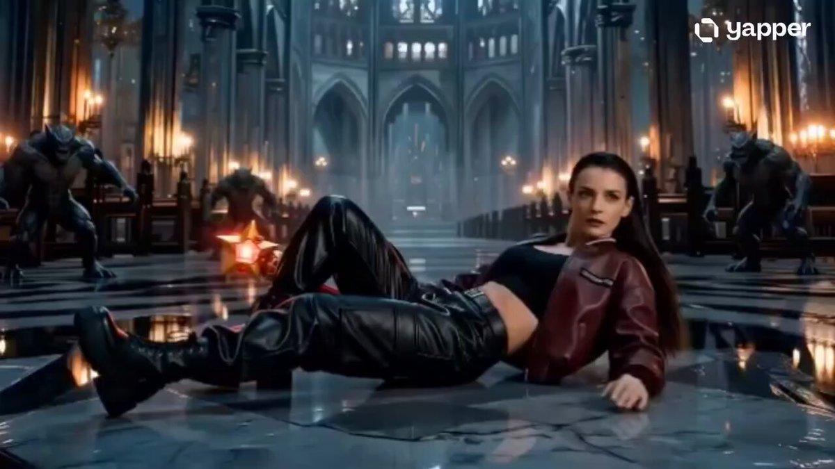 Dark-Fantasy-Action-Szene in einer Kathedrale