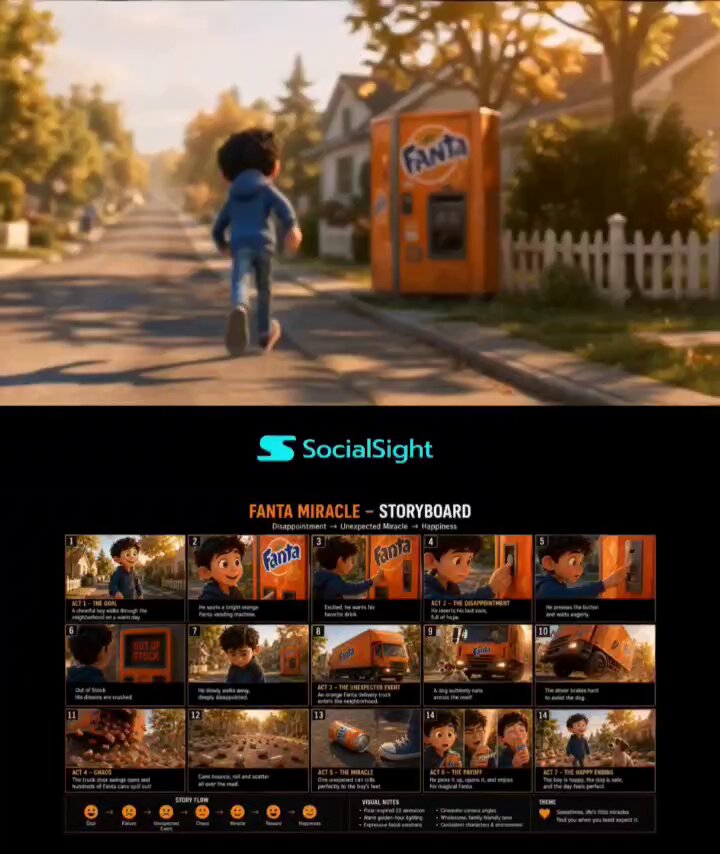 Pixar-Style Boy and Fanta Machine Story