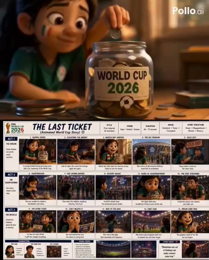 Geschichte zur Fußball-Weltmeisterschaft 2026 im Pixar-Stil