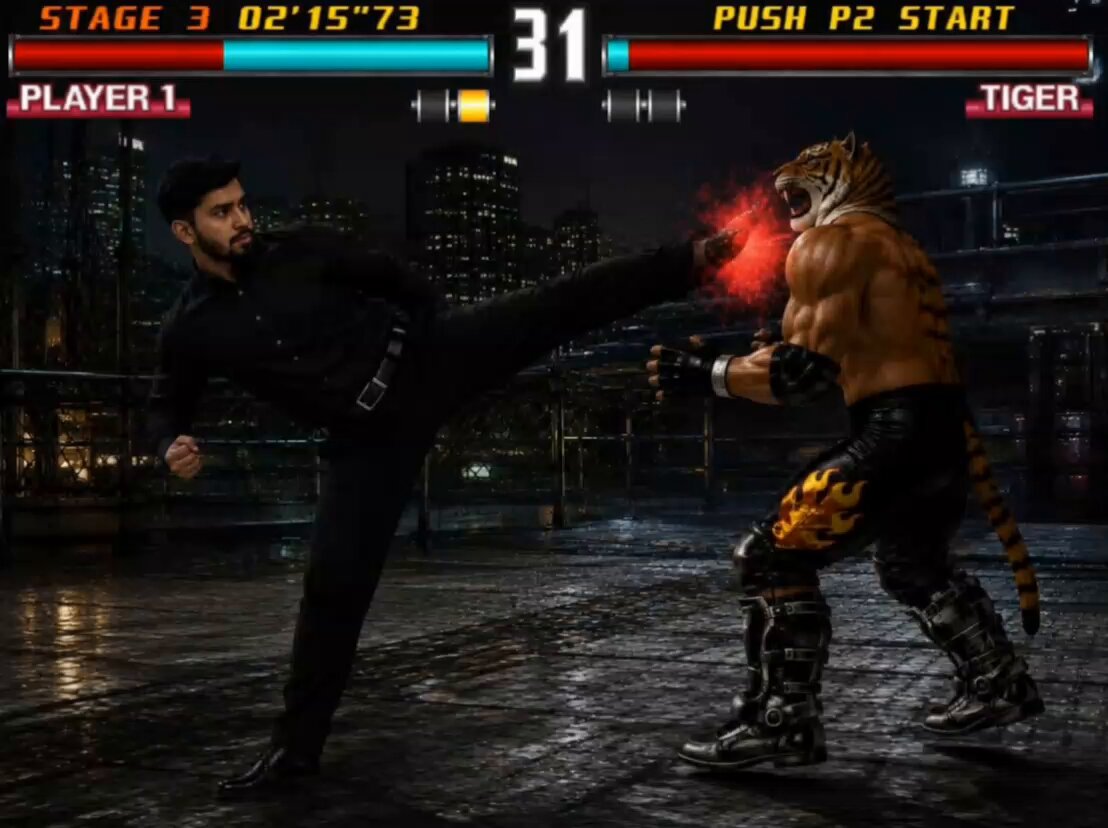 リアルな格闘ゲームのアクションシーケンス