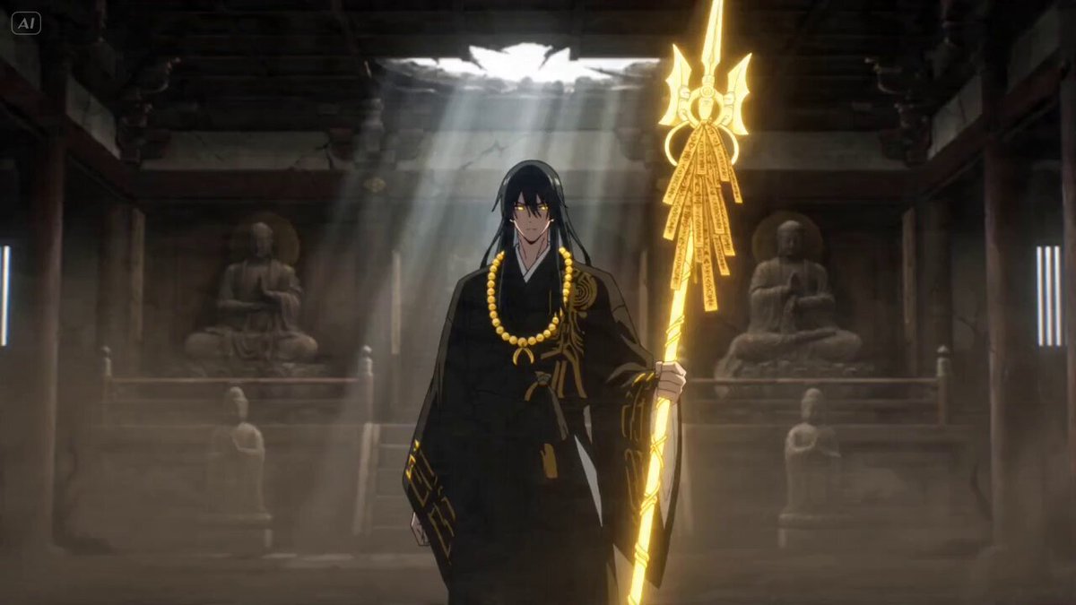 Düstere Anime-Exorzisten-Kampfszene