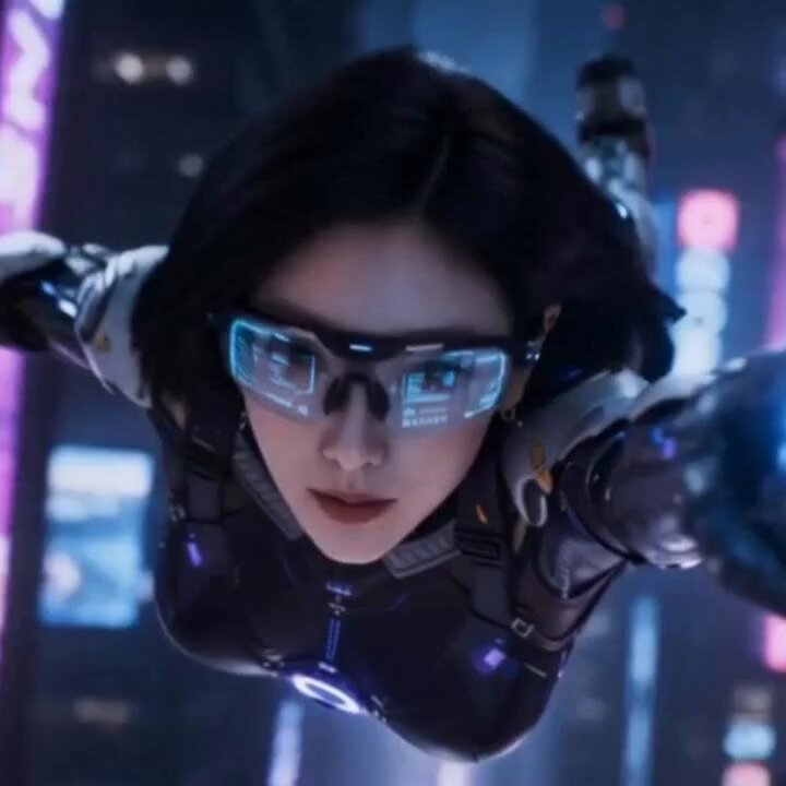 Cyberpunk-Parkour: Weibliche Agentin