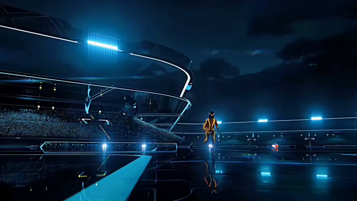 Futuristisches Video eines Kriegers im Tron-Stil