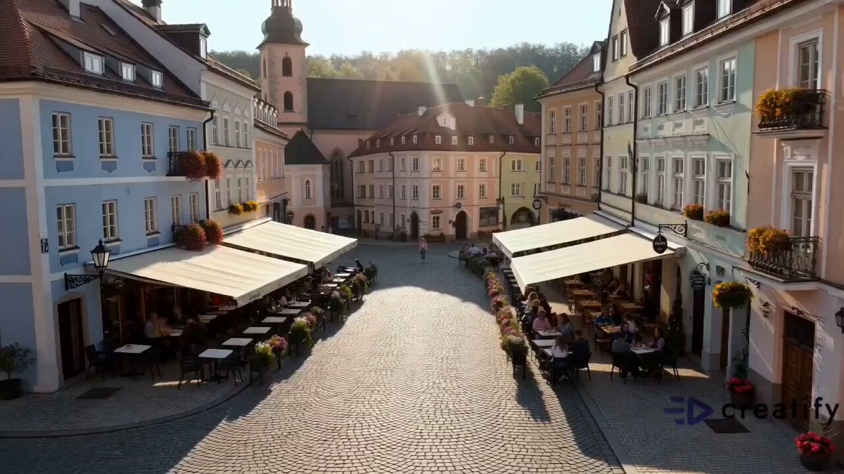 Erfrischender Werbespot in einer europäischen Stadt
