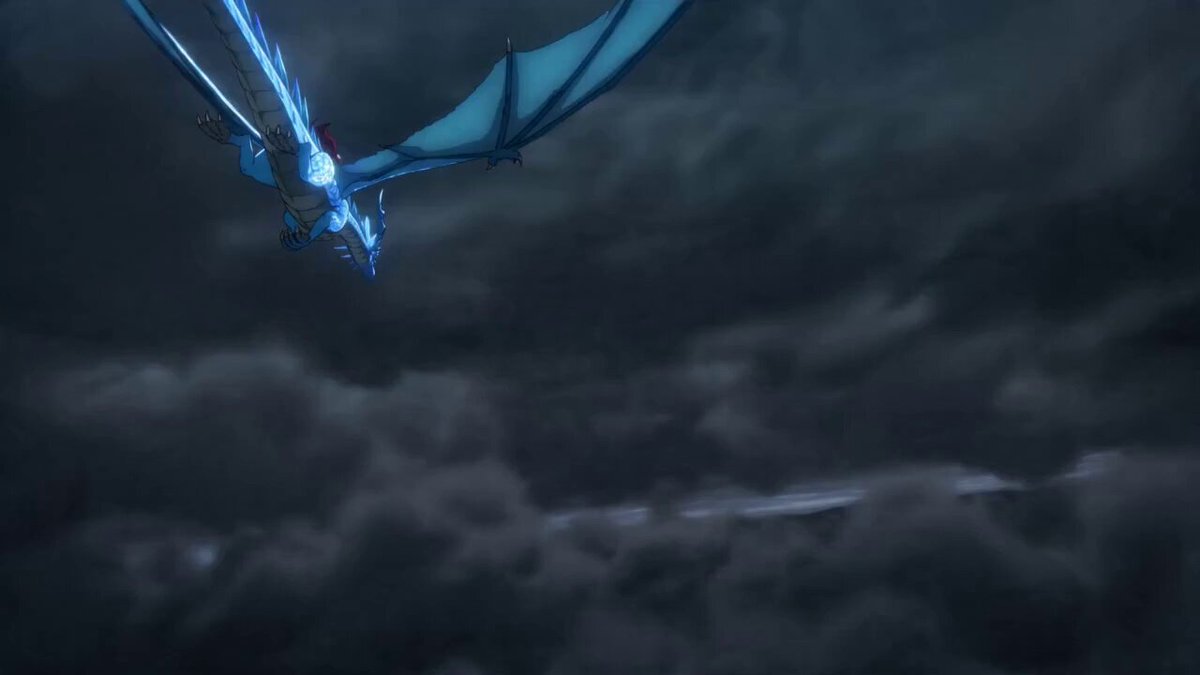 壮大なアニメ風ドラゴンライダーのバトル