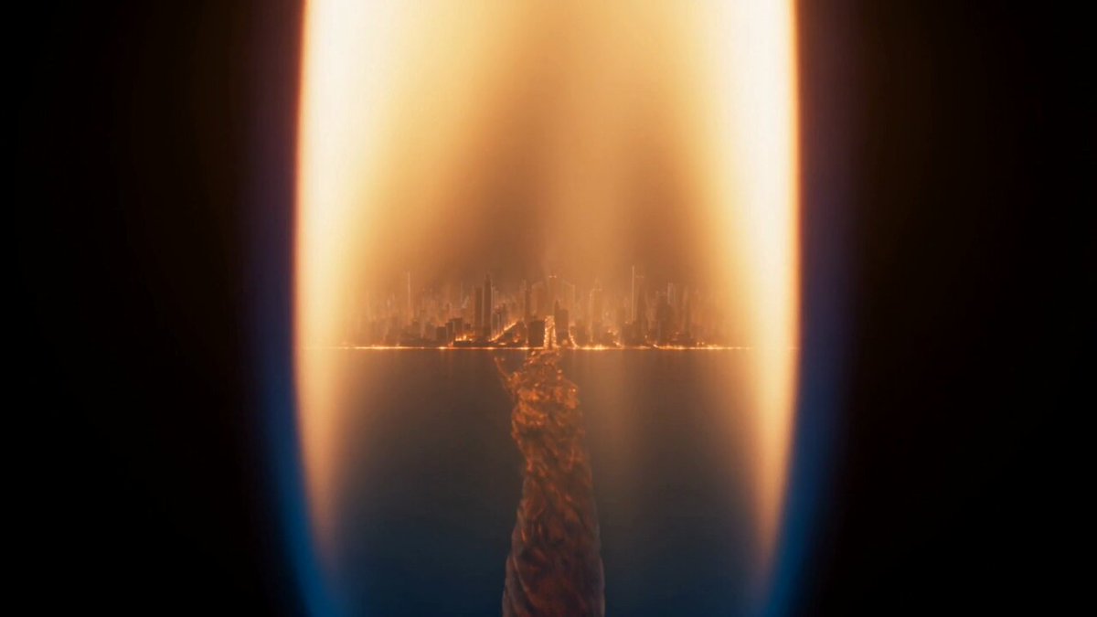 Makro-Kerzenflamme: Miniaturstadt