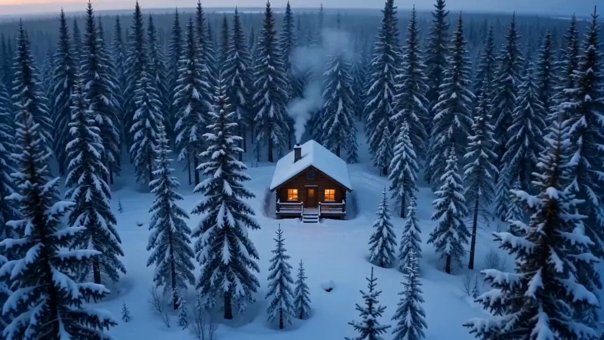 Filmische Einsamkeit in einer verschneiten Hütte